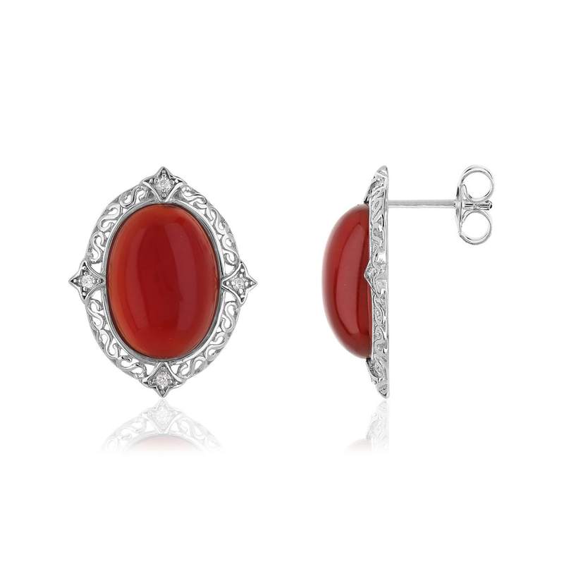 Boucles d'oreilles argent 925 agates zirconia - vue 1