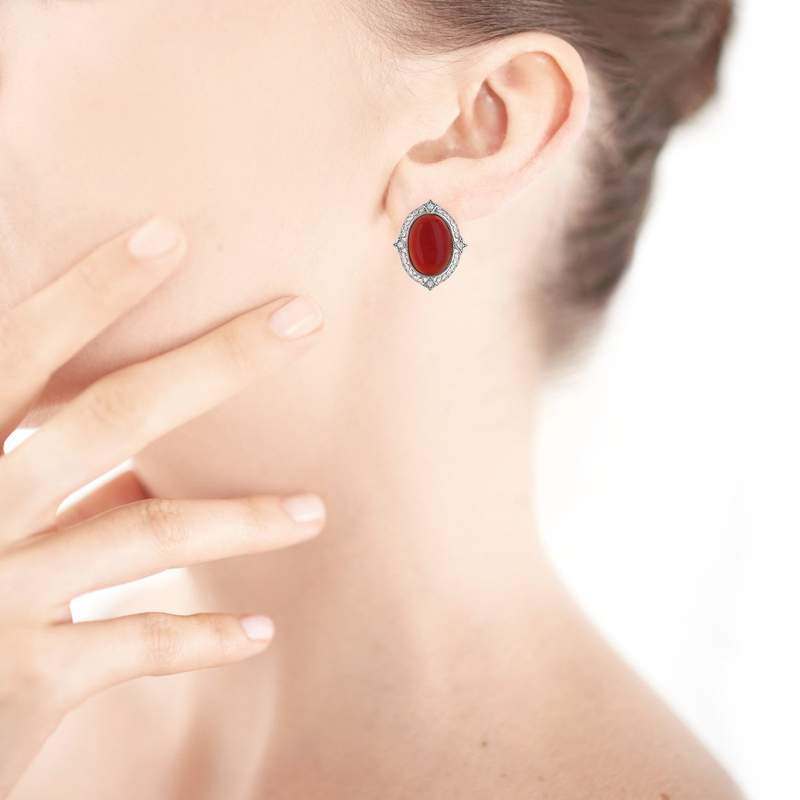 Boucles d'oreilles argent 925 agates zirconia - vue porté 1