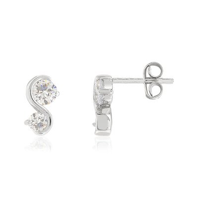 Boucles d'oreilles argent 925 zirconias - vue 1