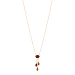 Collier argent 925 rosé pampilles ambre et quartz 53 cm - vue 1