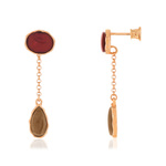 Boucles d'oreilles argent 925 rosé ambre et quartz - vue 1