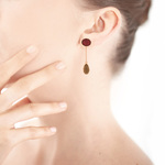 Boucles d'oreilles argent 925 rosé ambre et quartz - vue porté 1