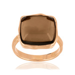 Bague argent 925 rosé carrée quartz - vue 1