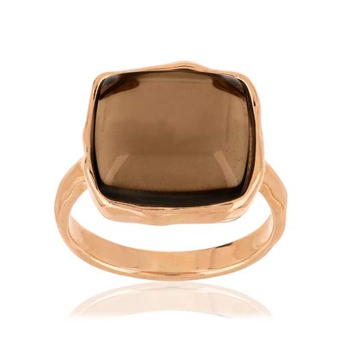 Bague argent 925 rosé carrée quartz