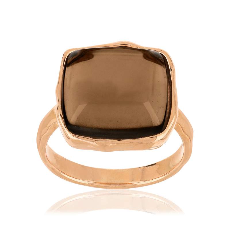 Bague argent 925 rosé carrée quartz - vue 1