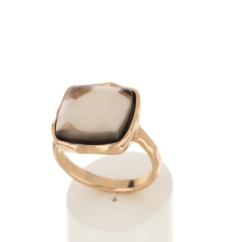 Bague argent 925 rosé carrée quartz - vue 2