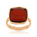 Bague argent 925 rosé carrée ambre - vue 1