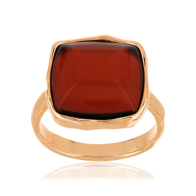 Bague argent 925 rosé ambre - vue V1