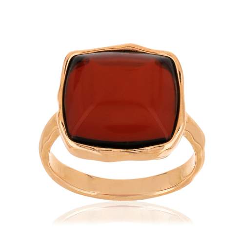 Bague argent 925 rosé carrée ambre