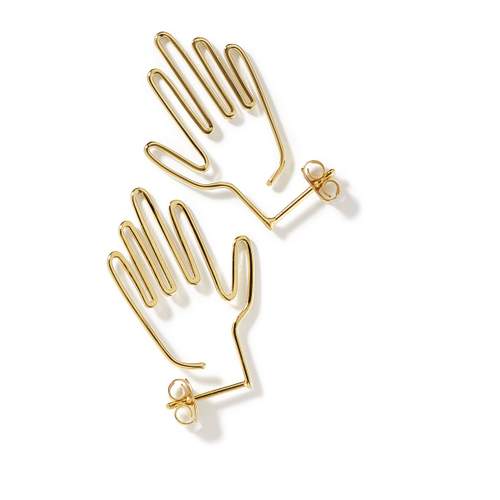 Boucles d'oreilles argent 925 doré mains