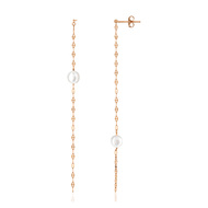 Boucles d'oreilles argent rose perle imitation