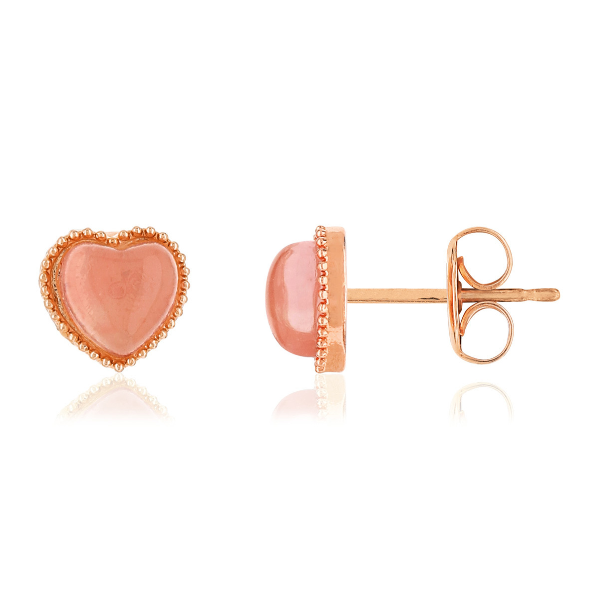 Boucles d'oreilles argent rose zirconias roses - vue V1