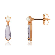 Boucles d'oreilles argent rosé zirco et perle imit