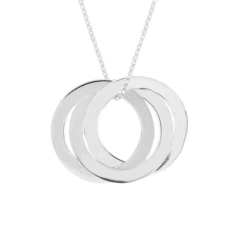 Collier argent 925 maille fantaisie anneaux entrelacés 46 cm - vue 1