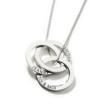 Collier argent 925 maille fantaisie anneaux entrelacés 46 cm