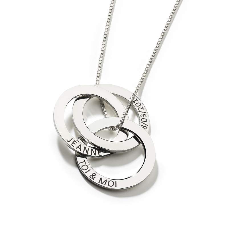 Collier argent 925 maille fantaisie anneaux entrelacés 46 cm - vue 2
