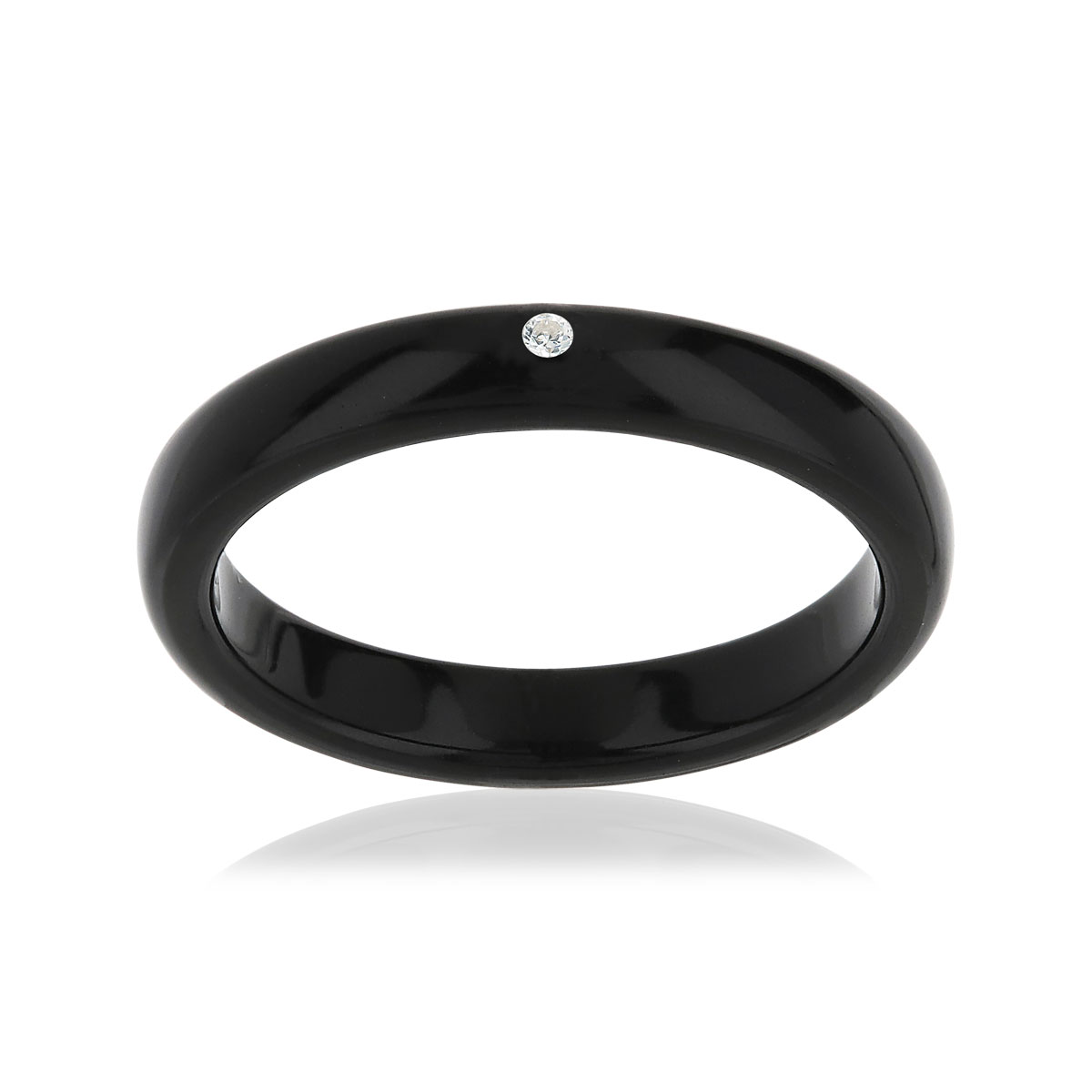 Bague résine noire zirconia - vue V1