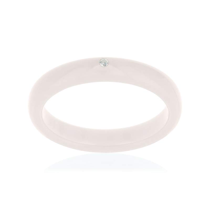 Bague résine rose pâle zirconia - vue 1