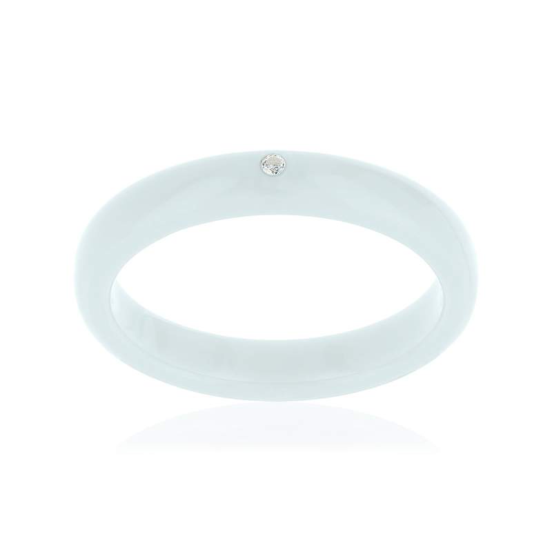 Bague résine bleue ciel zirconia - vue 1