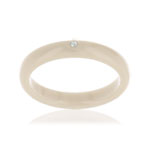 Bague résine beige zirconia - vue 1