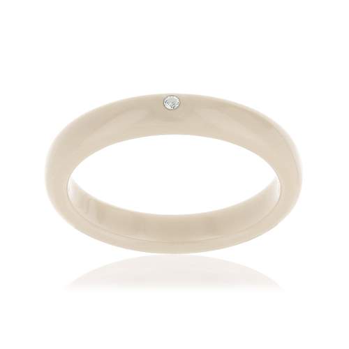 Bague résine beige zirconia