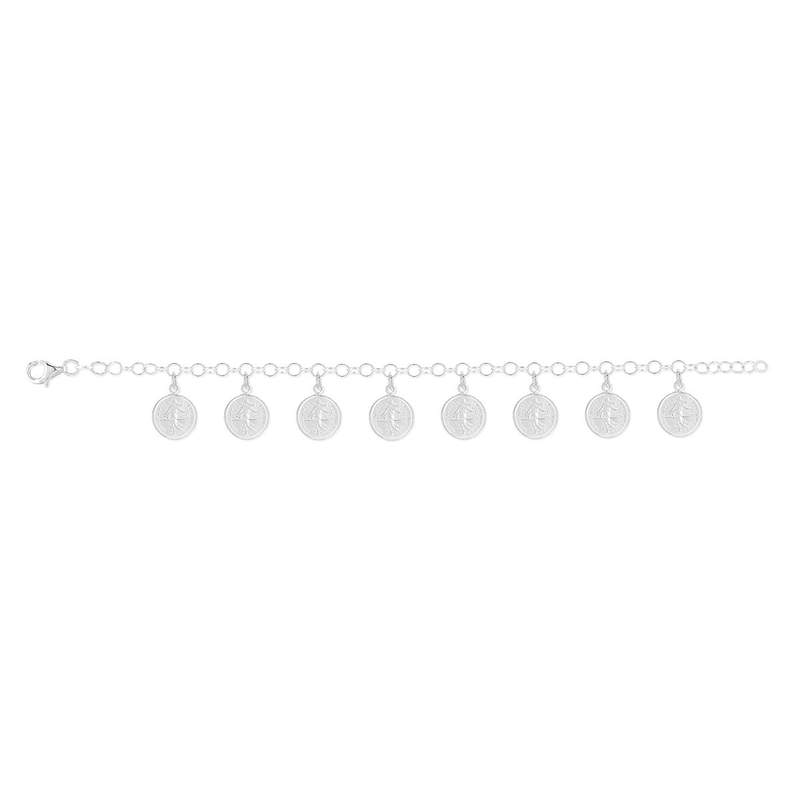Bracelet argent 925 pampilles pièces de monnaie 19 cm - vue 1