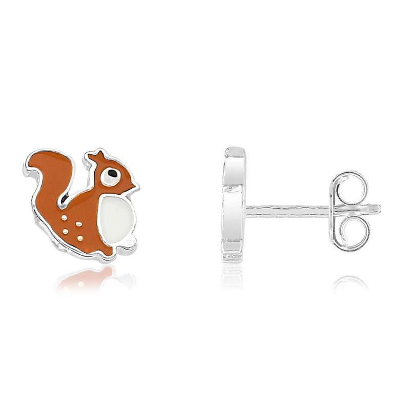 Boucles d'oreilles argent 925 écureuils laques - vue 1