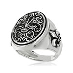 Bague argent 925 fleur de lys zirconias noirs - vue 2