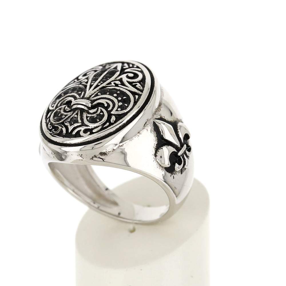 Bague argent 925 fleur de lys zirconias noirs - vue 3