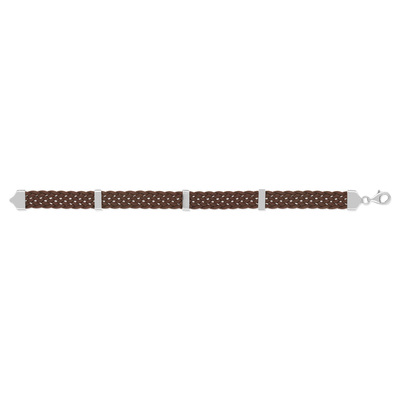 Bracelet argent 925 cuir imitation marron - vue V1