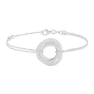 Bracelet argent 925 double chaîne 3 cercles 20 cm