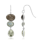 Boucles d'oreilles argent 925 pendants pierres fines ovales - vue 1