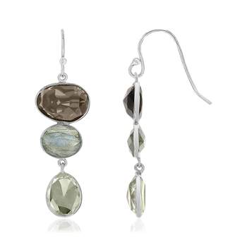 925 sterling silver oval gemstone earrings