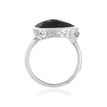 925 silver ring with onyx and labradorite drops