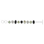 Bracelet argent 925 onyx noirs labradorites et quartz gris 18,5 cm - vue 1