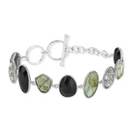 Bracelet argent 925 onyx noirs labradorites et quartz gris 18,5 cm - vue 2
