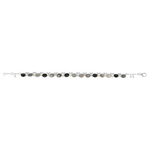 Bracelet argent 925 onyx noirs labradorites et quart gris 20 cm - vue 1
