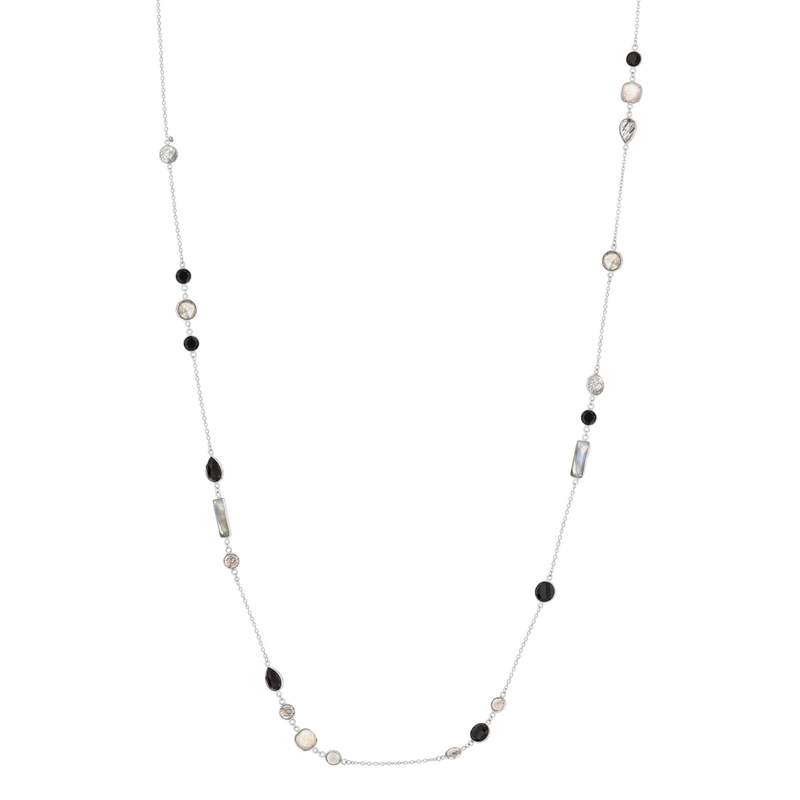 Sautoir argent 925 pierres fines 91 cm - vue 1