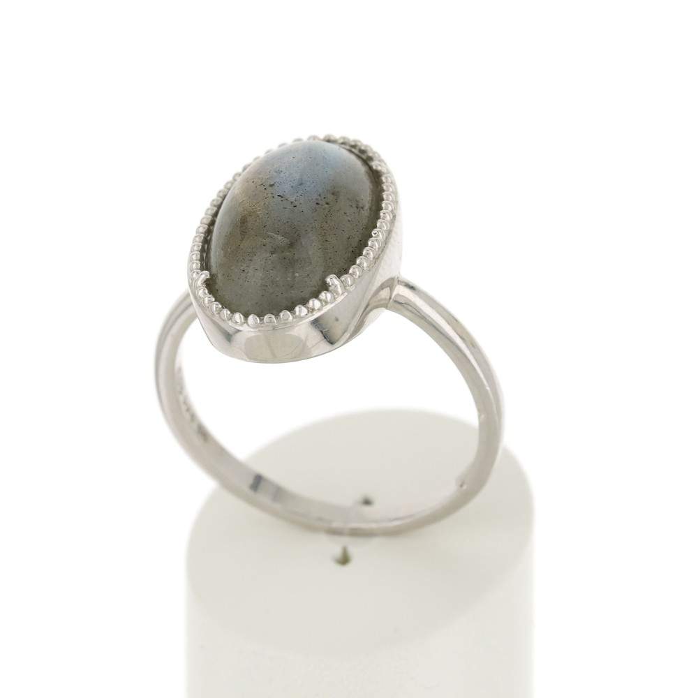 Bague argent 925 ovale labradorite grise - vue 2
