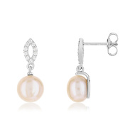 Boucles d'oreilles argent 925 perle culture zircon