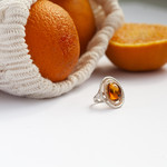 Bague argent 925 2 tons ambre ovale - vue D3