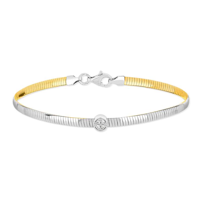 Bracelet argent 925 2 tons maille oméga 19 cm - vue 2