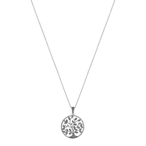Silver necklace 925 tree of life marcasites 60 cm