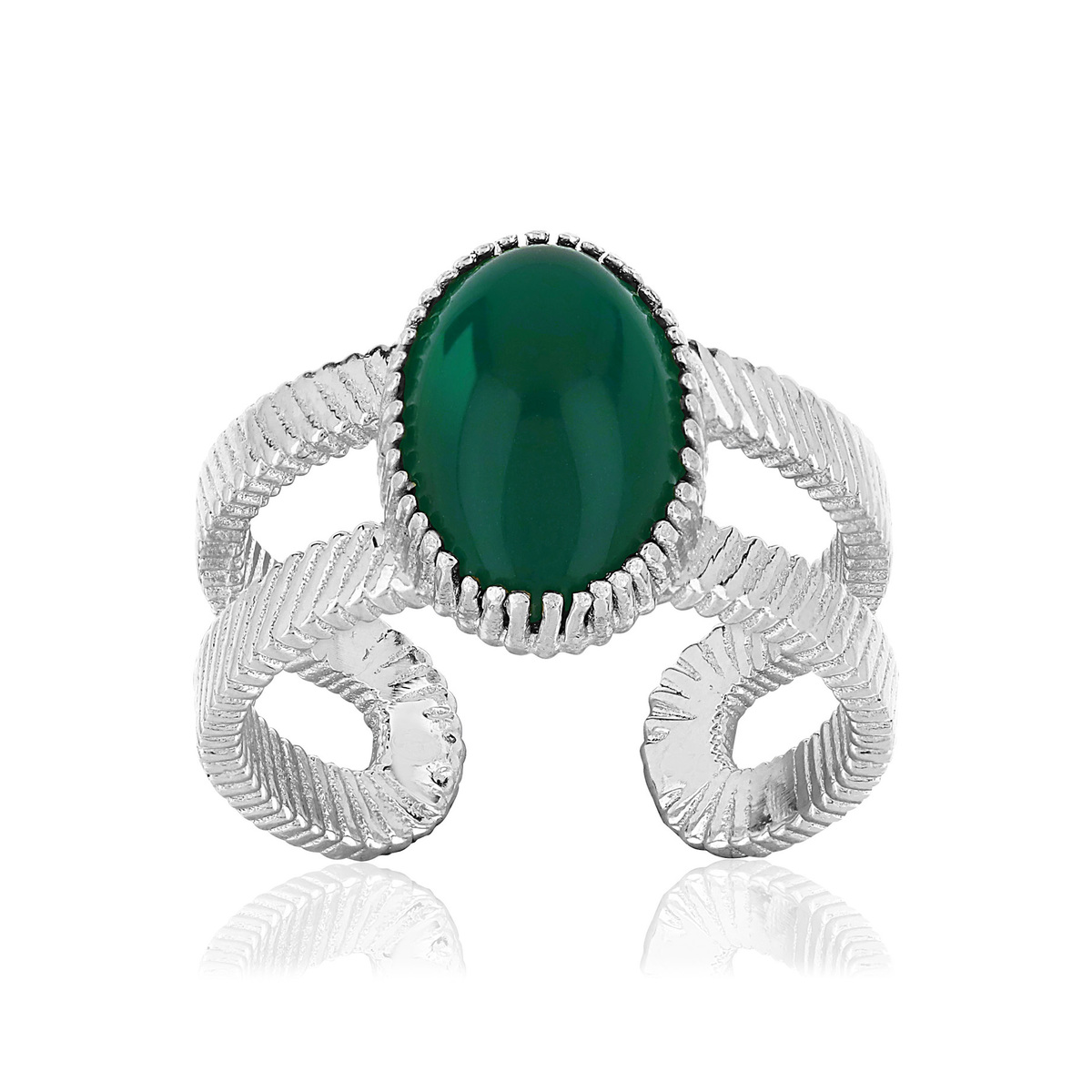 Bague argent 925 pierre imitation verte - Femme - Bague | MATY