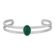 Bracelet argent 925 jonc pierre imitation verte