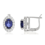 Boucles d'oreilles argent saphir imitati zirconia