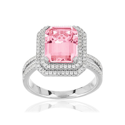 Bague argent 925 morganite zirconia - vue V1