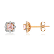Boucles d'oreilles argent 925  rose morganite zirc