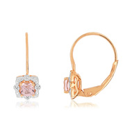 Boucles d'oreilles argent rose 925 morganite zirc