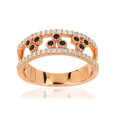 Bague argent 925 rose zirconia - vue 1